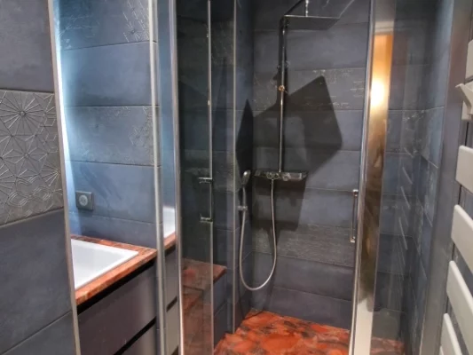 optimisation d’une petite salle de bain avec douche granit